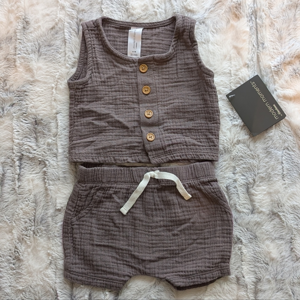 Gerber Modern Moments Charcoal Top And Shorts Matching Set